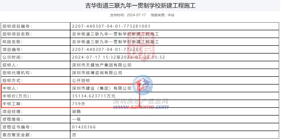 深圳这个区4所九年一贯制学校同步招标，金属门窗工程迎来新进展